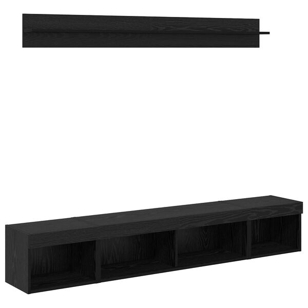 vidaXL TV Wandkast Set met LED 5 pcs Zwart Eiken Bewerkt hout