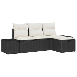 vidaXL Bankstel met kussen 4 pcs poly rattan