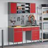 vidaXL Werk kast met lade met slot 8 pcs Rood Engineered hout en staal