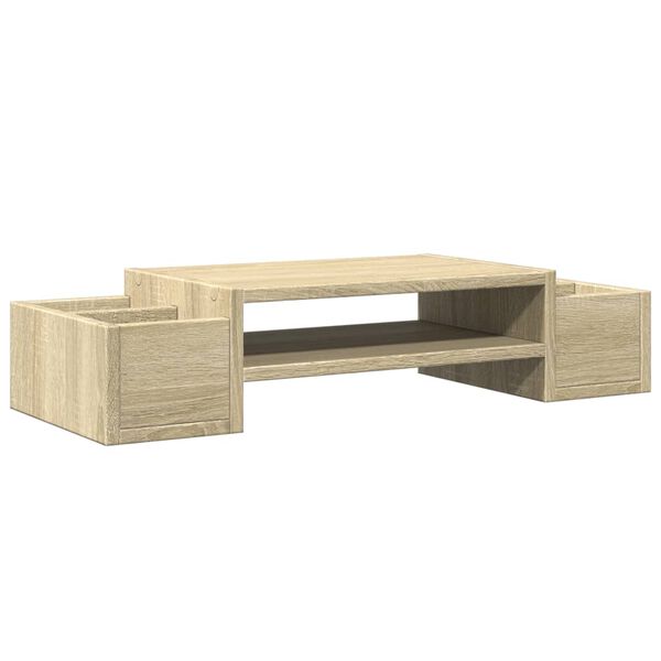 vidaXL Monitorstandaard met opbergruimte 70x27x15 cm hout sonoma eiken
