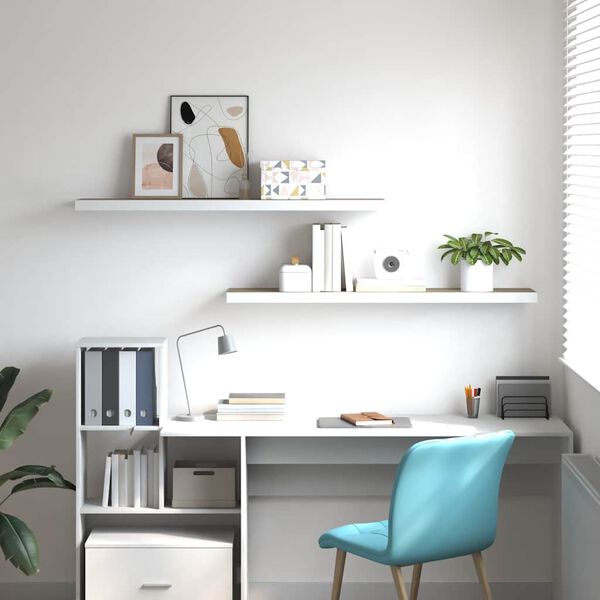 vidaXL Wandschappen zwevend 2 st 120x23,5x3,8 cm MDF eikenkleurig wit