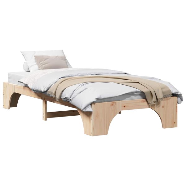 vidaXL Bedframe Naturel 75 x 190 cm Massief grenenhout