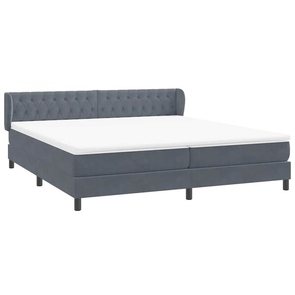 vidaXL Bed boxspring met matrassen 200x220 cm fluweel donkergrijs