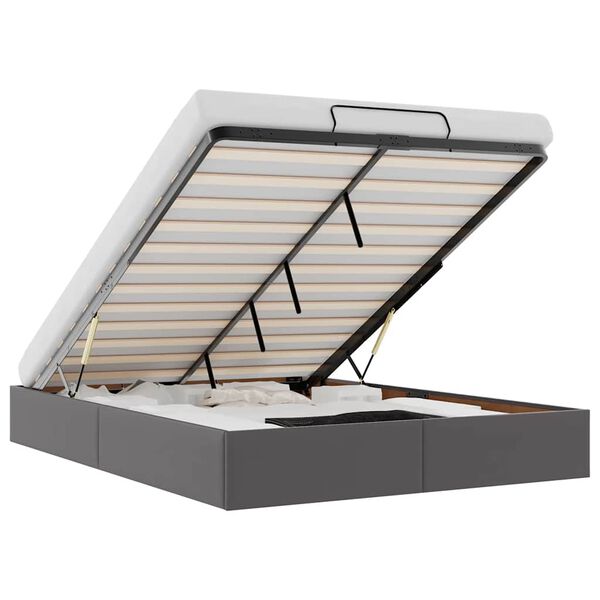 vidaXL Bedframe zonder matras 140x190 cm kunstleer grijs