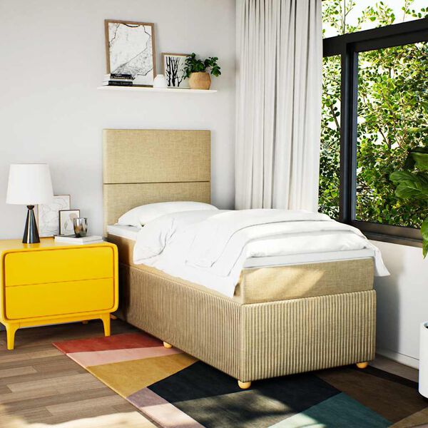 vidaXL Boxspring met matras stof crèmekleurig 80x200 cm