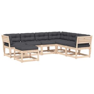 vidaXL 7-delige Loungeset met kussens massief grenenhout