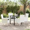 vidaXL Tuin eettafelset met kussen 5 pcs Wit poly rattan