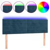 vidaXL Hoofdbord LED 144x5x78/88 cm fluweel donkerblauw