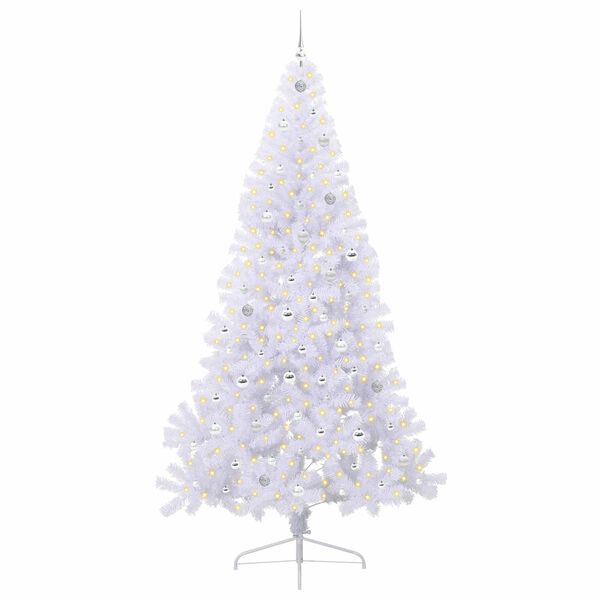 vidaXL Kunstkerstboom met 300 LED Wit 240 cm PVC en staal