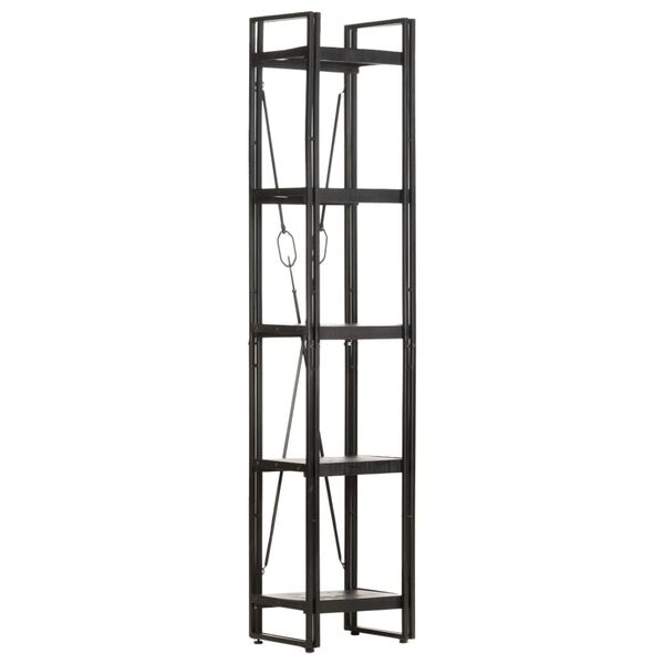 vidaXL Boekenkast met 5 schappen 40x30x180 cm massief mangohout zwart