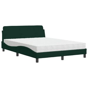 vidaXL Bed met matras "Dover" fluweel donkergroen 140x190 cm
