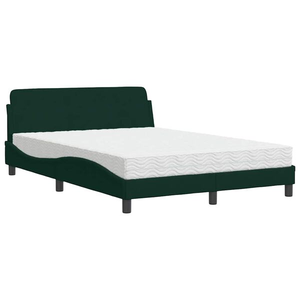 vidaXL Bed met matras "Dover" fluweel donkergroen 140x190 cm