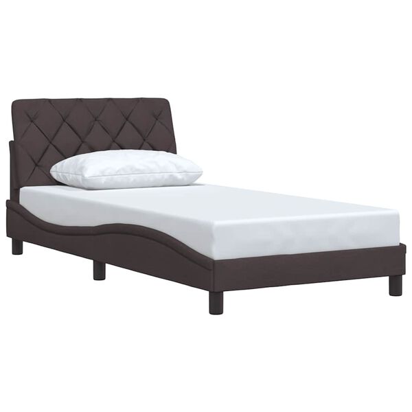 vidaXL Bedframe zonder matras 100x200 cm stof donkerbruin