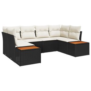 vidaXL Tuinbankenset met kussen 6 pcs Zwart en Cr&egrave;me Polyrattan