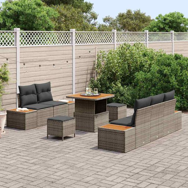 vidaXL Tuin Sofa Set met kussen 8 pcs Licht Grijs en Donker Grijs