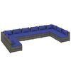 vidaXL 10-delige Loungeset met kussens poly rattan grijs