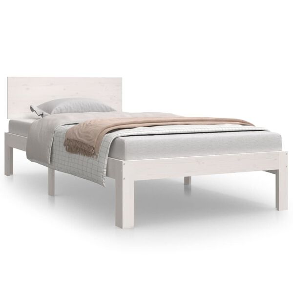 vidaXL Bedframe massief hout wit 90x190 cm