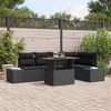 vidaXL Tuin Sofa Set met opslag 6 pcs Zwart Poly riet