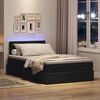 vidaXL Opbergbed met LED met matras met LED Zwart 120 x 200 cm Stof