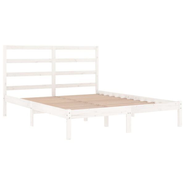 vidaXL Bedframe massief hout wit 150x200 cm