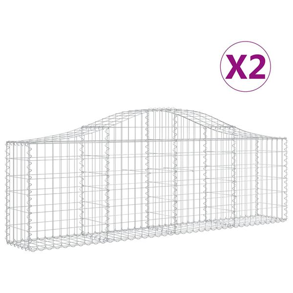 vidaXL Schanskorven 2 st gewelfd 200x30x60/80 cm gegalvaniseerd ijzer