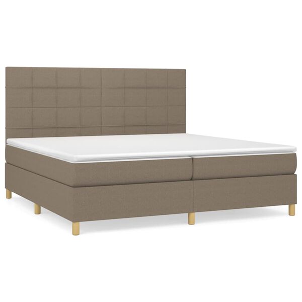 vidaXL Boxspring met matras stof taupe 200x200 cm