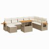 vidaXL 9-delige Loungeset met kussens poly rattan acacia beige