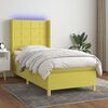 vidaXL Boxspring met matras en LED stof groen 90x200 cm