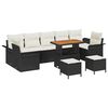 vidaXL Tuinbankenset met kussen 10 pcs Zwart poly rattan