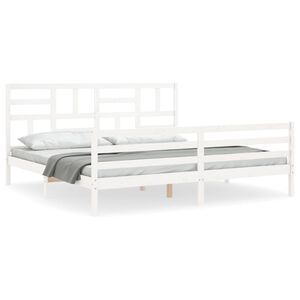 vidaXL Bedframe met hoofdbord massief hout wit 200x200 cm