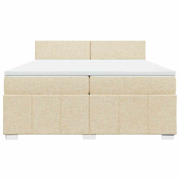 vidaXL Boxspring met matras stof cr&egrave;mekleurig 200x200 cm