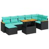 vidaXL 8-delige Loungeset met kussens poly rattan acacia zwart