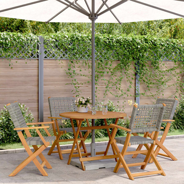 vidaXL 5-delige Tuinset poly rattan en massief hout grijs