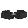 vidaXL 9-delige Loungeset met kussens poly rattan zwart