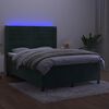 vidaXL Boxspring met matras en LED fluweel donkergroen 140x190 cm