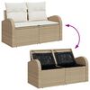 vidaXL Bankstel met kussen met opslag 5 pcs Beige en Wit poly rattan
