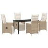 vidaXL Tuin eettafelset 5 pcs Beige poly rattan