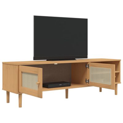 vidaXL Tv-meubel SENJA 158x40x49 cm rattan-look grenenhout bruin