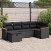 vidaXL 6-delige Loungeset met kussens poly rattan zwart