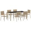 vidaXL Tuin eettafelset 7 st Beige poly rattan