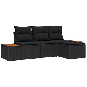 vidaXL Tuin Sofa Set met kussen met kussen 4 pcs Zwart poly rattan