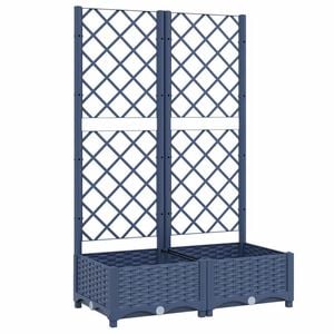 vidaXL Plantenbak met trellis blauwgrijs 80x40x121,5 cm PP