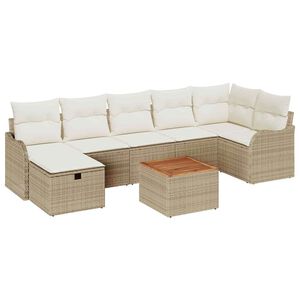 vidaXL Tuinbankenset met kussen met opslag 8 pcs Beige poly rattan
