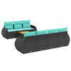 vidaXL 8-delige tuinbankset met kussens, zwart polyrotan