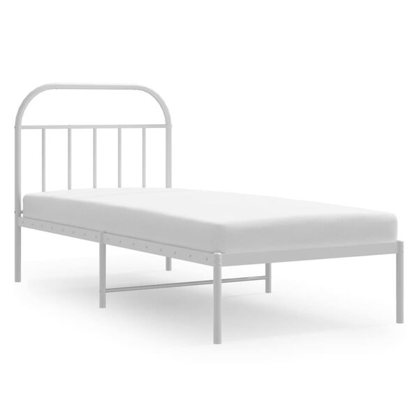 vidaXL Bedframe met hoofdbord metaal wit 90x190 cm