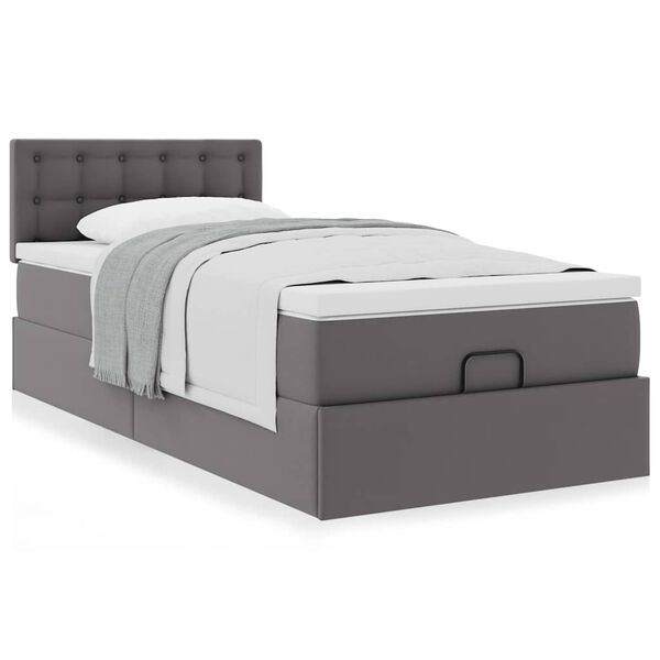 vidaXL Ottomaanse bed met matras 100x200cm kunstleer grijs
