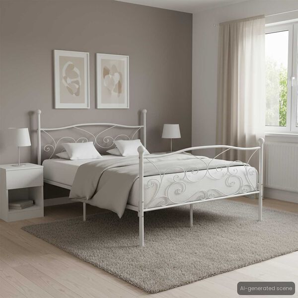 vidaXL Bedframe met lattenbodem metaal wit 160x200 cm