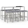 vidaXL 9-delige Tuinbarset met kussens poly rattan grijs