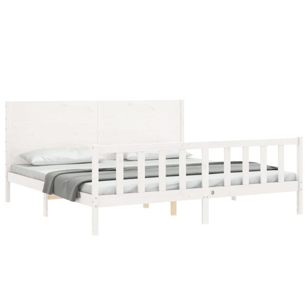 vidaXL Bedframe zonder matras massief grenenhout wit 200x200 cm