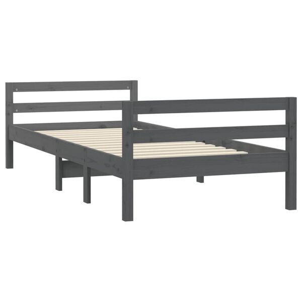 vidaXL Bedframe massief grenenhout grijs 90x200 cm